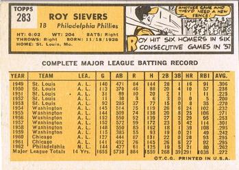 Roy Sievers  baseball card collectible - Main Image 2