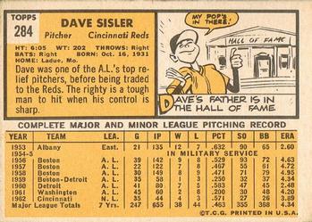 Dave Sisler  baseball card collectible - Main Image 2