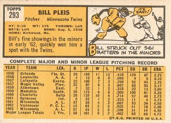 Bill Pleis  baseball card collectible - Main Image 2