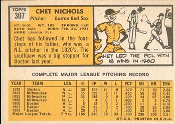 Chet Nichols  baseball card collectible - Main Image 2