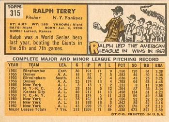 Ralph Terry  baseball card collectible - Main Image 2