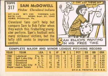 Sam McDowell  baseball card collectible - Main Image 2