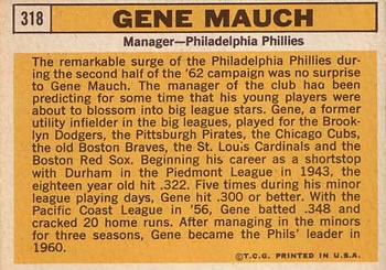 Gene Mauch  baseball card collectible - Main Image 2