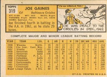 Joe Gaines  baseball card collectible - Main Image 2