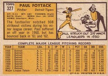 Paul Foytack  baseball card collectible - Main Image 2
