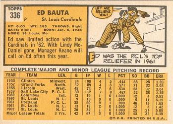 Ed Bauta  baseball card collectible - Main Image 2