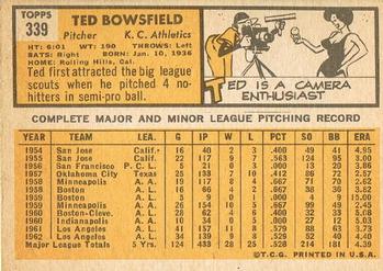 Ted Bowsfield  baseball card collectible - Main Image 2