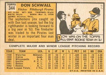 Don Schwall  baseball card collectible - Main Image 2