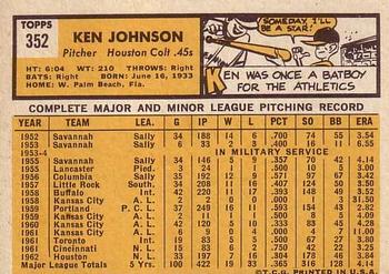 Ken Johnson  baseball card collectible - Main Image 2