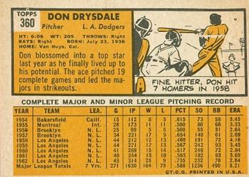 Don Drysdale  baseball card collectible - Main Image 2