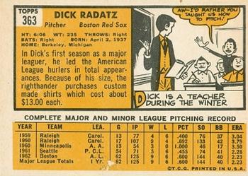 Dick Radatz  baseball card collectible - Main Image 2