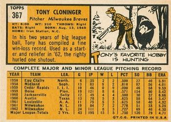 Tony Cloninger  baseball card collectible - Main Image 2