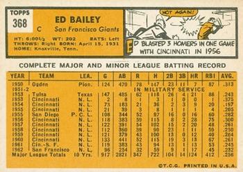 Ed Bailey  baseball card collectible - Main Image 2