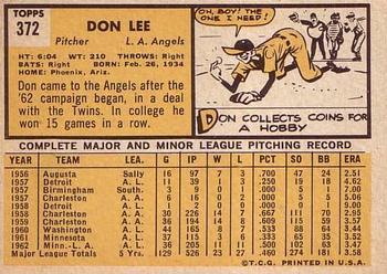 Don Lee  baseball card collectible - Main Image 2