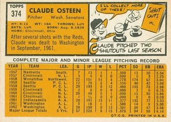 Claude Osteen  baseball card collectible - Main Image 2