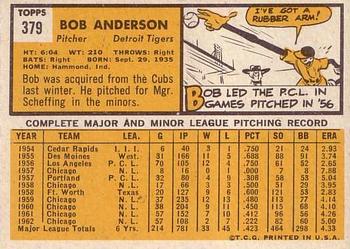 Bob Anderson  baseball card collectible - Main Image 2