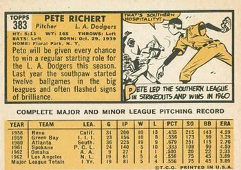 Pete Richert  baseball card collectible - Main Image 2