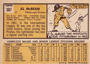 Al McBean  baseball card collectible - Main Image 2