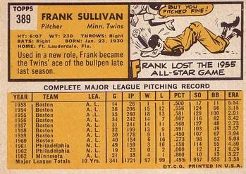 Frank Sullivan  baseball card collectible - Main Image 2