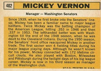 Mickey Vernon  baseball card collectible - Main Image 2