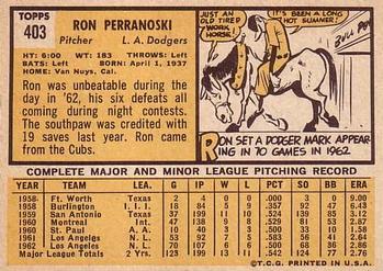 Ron Perranoski  baseball card collectible - Main Image 2