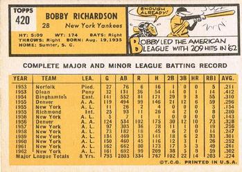 Bobby Richardson  baseball card collectible - Main Image 2