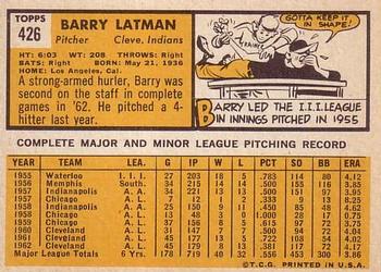 Barry Latman  baseball card collectible - Main Image 2