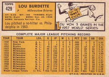 Lew Burdette  baseball card collectible - Main Image 2