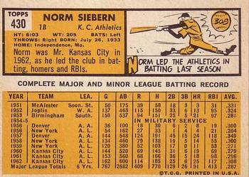 Norm Siebern  baseball card collectible - Main Image 2