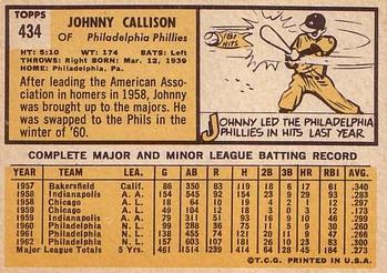 Johnny Callison  baseball card collectible - Main Image 2