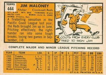 Jim Maloney  baseball card collectible - Main Image 2