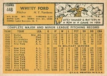 Whitey Ford  baseball card collectible - Main Image 2