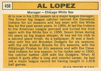 Al Lopez  baseball card collectible - Main Image 2