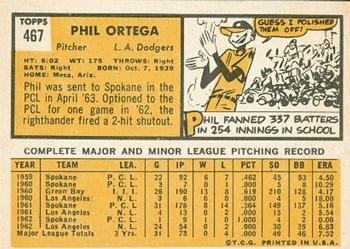 Phil Ortega  baseball card collectible - Main Image 2