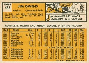 Jim Owens  baseball card collectible - Main Image 2