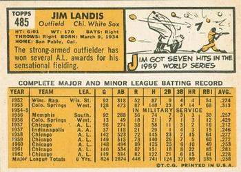Jim Landis  baseball card collectible - Main Image 2
