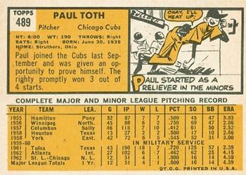 Paul Toth  baseball card collectible - Main Image 2