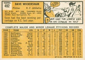 Dave Wickersham  baseball card collectible - Main Image 2