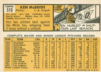 Ken McBride  baseball card collectible - Main Image 2