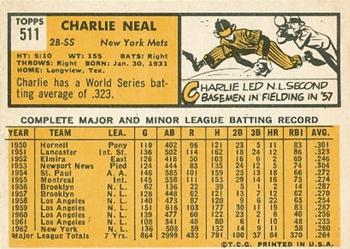 Charlie Neal  baseball card collectible - Main Image 2