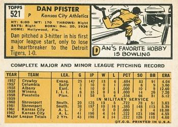 Dan Pfister  baseball card collectible - Main Image 2