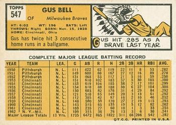 Gus Bell  baseball card collectible - Main Image 2