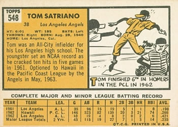 Tom Satriano  baseball card collectible - Main Image 2
