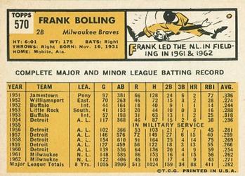 Frank Bolling  baseball card collectible - Main Image 2