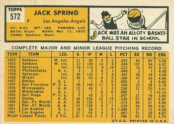 Jack Spring  baseball card collectible - Main Image 2