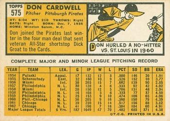 Don Cardwell  baseball card collectible - Main Image 2