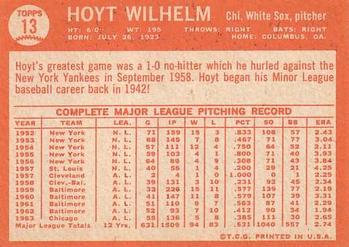 Hoyt Wilhelm  baseball card collectible - Main Image 2