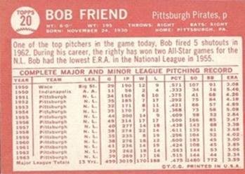 Bob Friend  baseball card collectible - Main Image 2