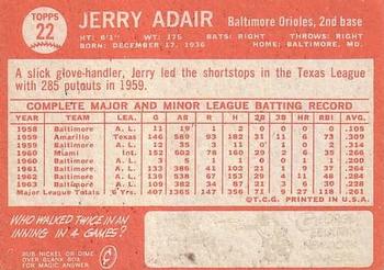 Jerry Adair  baseball card collectible - Main Image 2