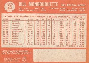 Bill Monbouquette  baseball card collectible - Main Image 2